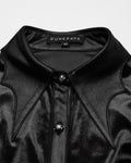 Punk Rave Daily Life Gothic Gradient Velvet Bat Collar Blouse Top - Black
