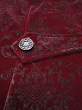 Devil Fashion Athanasius Mens Gothic Tailcoat Jacket - Red & Black Damask