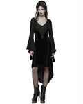 Punk Rave Womens Dark Gothic Velvet Applique Fishtail Dress