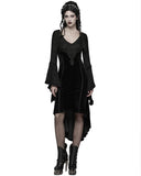 Punk Rave Womens Dark Gothic Velvet Applique Fishtail Dress