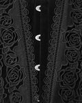 Punk Rave Womens Baroque Gothic Rose Embroidered Velvet Cincher Corset - Black