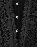 Punk Rave Womens Baroque Gothic Rose Embroidered Velvet Cincher Corset - Black