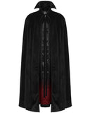 Punk Rave Mens Dark Night Gothic Vampire Faux Horsehair Count Cloak Black & Red