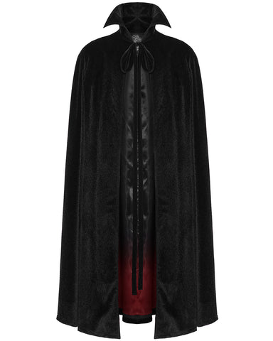 Punk Rave Mens Dark Night Gothic Faux Horsehair Count Cloak - Black & Red