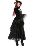 Dark In Love Womens Victorian Gothic Velvet & Jacquard Tail Coat Frock Jacket
