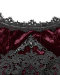 Punk Rave Daily Life Womens Long Gothic Crushed Velvet Applique Maxi Dress - Red