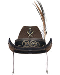 Devil Fashion Mens Steampunk Stetson Feathered Cowboy Hat - Brown