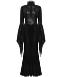 Punk Rave Womens Long Gothic Velvet & Lace Beaded & Embroidered Maxi Dress