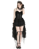 Dark In Love Gothic Burlesque Lace Train Bustle Mini Dress