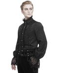 Devil Fashion Mens Gothic Jacquard & Lace Applique Poet Shirt