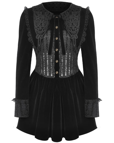 Dark In Love Gothic Lolita Spliced Velvet & Lace Mini Dress