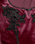 Punk Rave Daily Life Womens Long Gothic Velvet Applique Maxi Dress - Red
