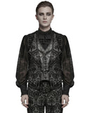 Punk Rave Mens Gothic Aristocrat Houndstooth Damask Waistcoat Vest - Black & White