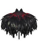 Punk Rave Womens Gothic Burlesque Feathered Shawl Cape - Black & Red