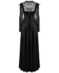 Punk Rave Womens Long Gothic Sateen Maxi Dress With Embroidered Lace Contrast