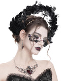 Eva Lady Womens Gothic Crucifix Featheread Headpiece Fascinator