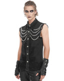 Devil Fashion Mens Wasteland Punk Destroyed Mesh Chained Sleeveless Vest Shirt