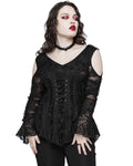 Punk Rave Plus Size Womens Apocalyptic Gothic Lace-Up Tunic Top