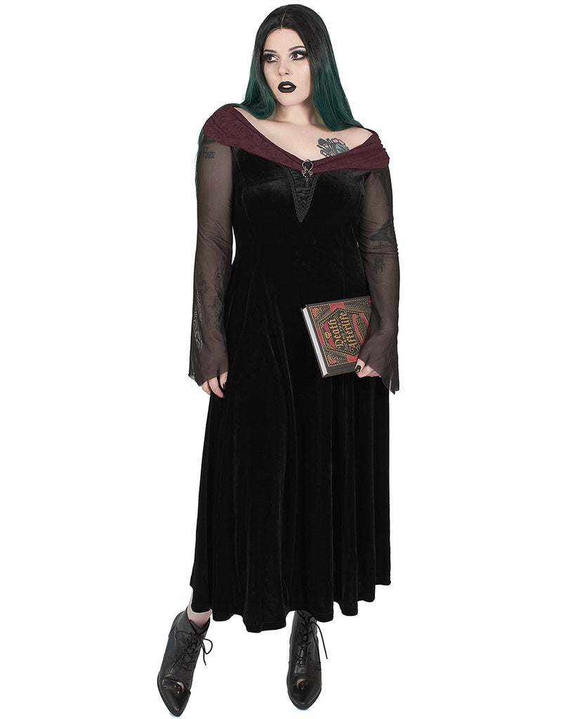  SOLILOQUY Women Gothic Dress Punk Witch Off Shoulder