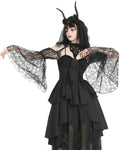 Dark In Love Womens Gothic Lace Cutout Flared Sleeve Bolero Shrug Top