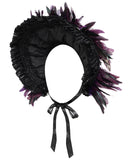 Devil Fashion Womens Dark Gothic Feathered Rose Fascinator Headpiece - Black & Purple