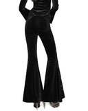 Punk Rave Womens Gothic Velvet & Lace Flared Leggings