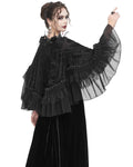 Eva Lady Dark Baroque Gothic Flocked Mesh Rose Lace Shrug Cloak