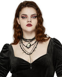 Punk Rave Womens Gothic Cameo Crucifix Beaded Necklace