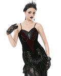 Dark In Love Womens Baroque Gothic Heart Velvet Corset Top - Red & Black