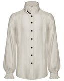 Punk Rave Mens Gothic Steampunk Pleated Jacquard Dress Shirt - Vintage Off-White