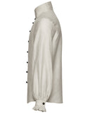 Punk Rave Mens Gothic Steampunk Pleated Jacquard Dress Shirt - Vintage Off-White