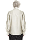 Punk Rave Mens Gothic Steampunk Pleated Jacquard Dress Shirt - Vintage Off-White