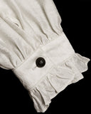 Punk Rave Mens Gothic Steampunk Pleated Jacquard Dress Shirt - Vintage Off-White