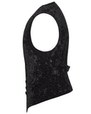 Punk Rave Mens Gothic Aristocrat Wrinkled Velvet Waistcoat Vest - Black