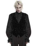 Punk Rave Mens Gothic Aristocrat Wrinkled Velvet Waistcoat Vest - Black