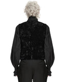 Punk Rave Mens Gothic Aristocrat Wrinkled Velvet Waistcoat Vest - Black