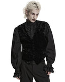 Punk Rave Mens Gothic Aristocrat Wrinkled Velvet Waistcoat Vest - Black