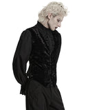Punk Rave Mens Gothic Aristocrat Wrinkled Velvet Waistcoat Vest - Black