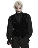 Punk Rave Mens Gothic Aristocrat Wrinkled Velvet Waistcoat Vest - Black