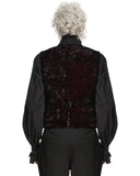 Punk Rave Mens Gothic Aristocrat Wrinkled Velvet Waistcoat Vest - Red & Black