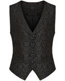 Punk Rave Mens Dark Gothic Steampunk Jacquard Waistcoat Vest - Brown & Black