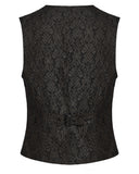 Punk Rave Mens Dark Gothic Steampunk Jacquard Waistcoat Vest - Brown & Black