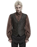Punk Rave Mens Dark Gothic Steampunk Jacquard Waistcoat Vest - Brown & Black