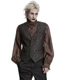 Punk Rave Mens Dark Gothic Steampunk Jacquard Waistcoat Vest - Brown & Black