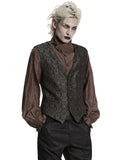 Punk Rave Mens Dark Gothic Steampunk Jacquard Waistcoat Vest - Brown & Black