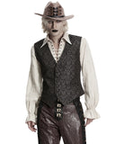 Punk Rave Mens Dark Gothic Steampunk Jacquard Waistcoat Vest - Brown & Black
