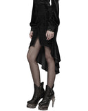 Punk Rave Womens Baroque Gothic Rose Embroidered Velvet Fishtail Skirt - Black
