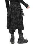 Devil Fashion Mens Apocalyptic Punk Chained Cargo Pocket Half Skirt Kilt