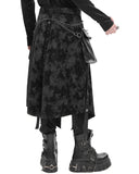 Devil Fashion Mens Apocalyptic Punk Chained Cargo Pocket Half Skirt Kilt