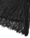 Dark In Love Womens Long Gothic Velvet & Lace Layered Maxi Skirt